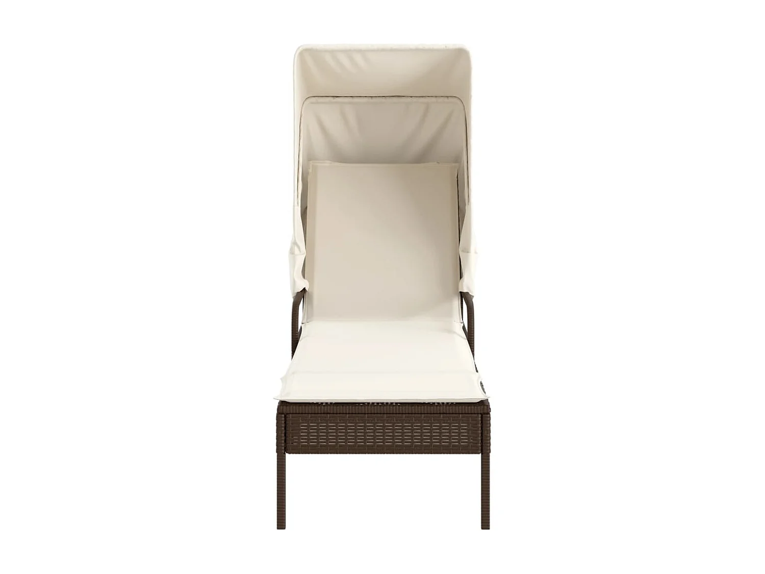 Chaise longue avec auvent marron résine tressée