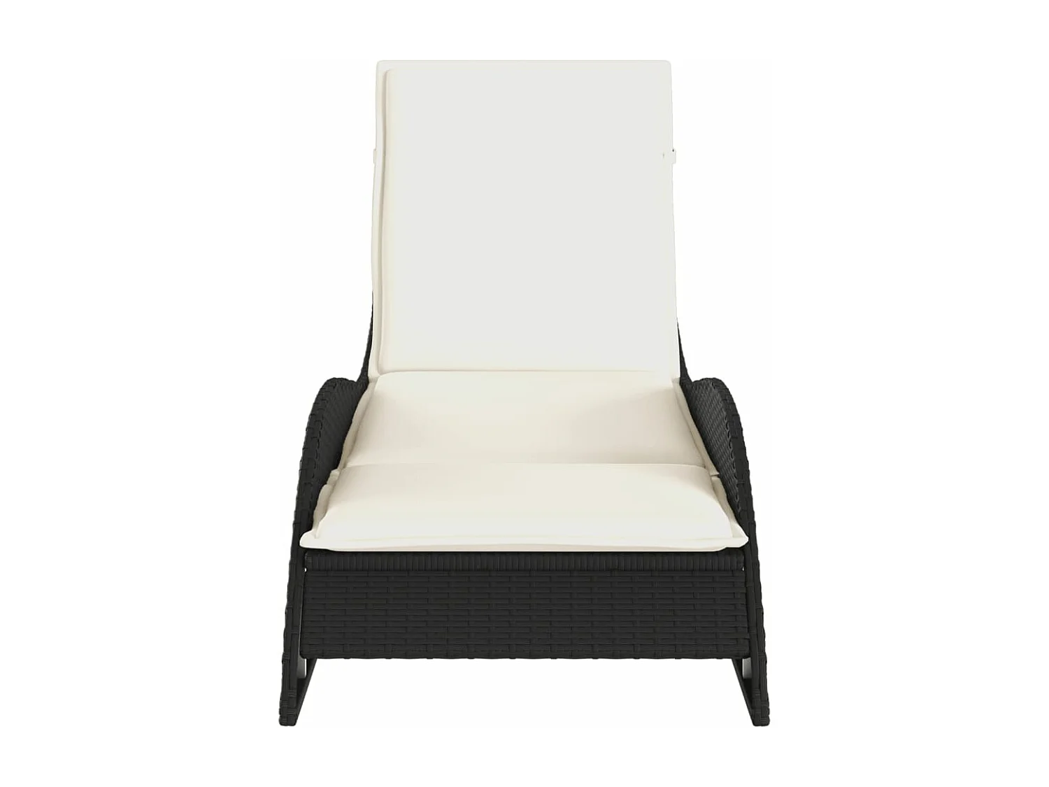 Chaise longue avec coussin noir 60x205x73 cm résine tressée