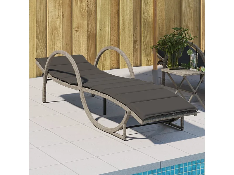 Poltrona e almofada cinza claro 60x199x42 cm resina tecida