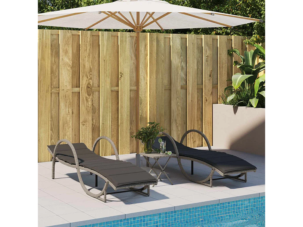 Poltrona e almofada cinza claro 60x199x42 cm resina tecida