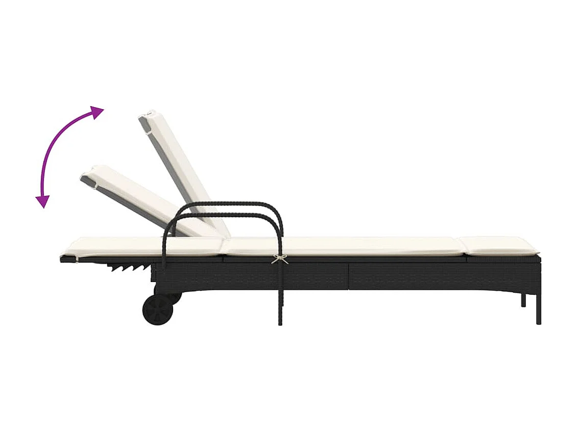 Chaises longues avec coussins lot de 2 noir résine tressée