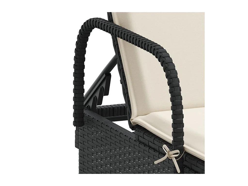 Chaises longues avec coussins lot de 2 noir résine tressée