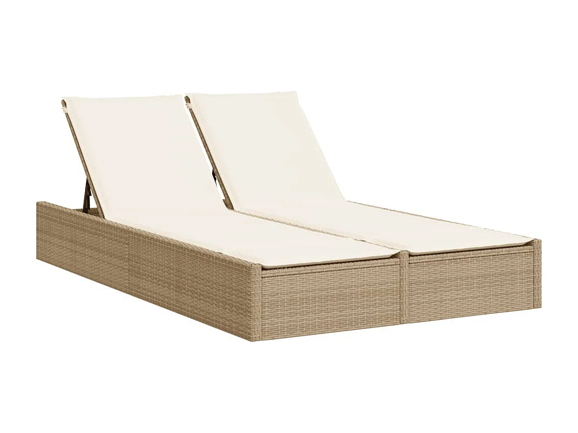 Poltrona dupla com almofadas de resina tecida bege