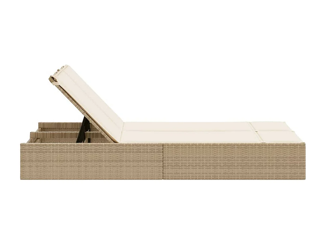 Poltrona dupla com almofadas de resina tecida bege