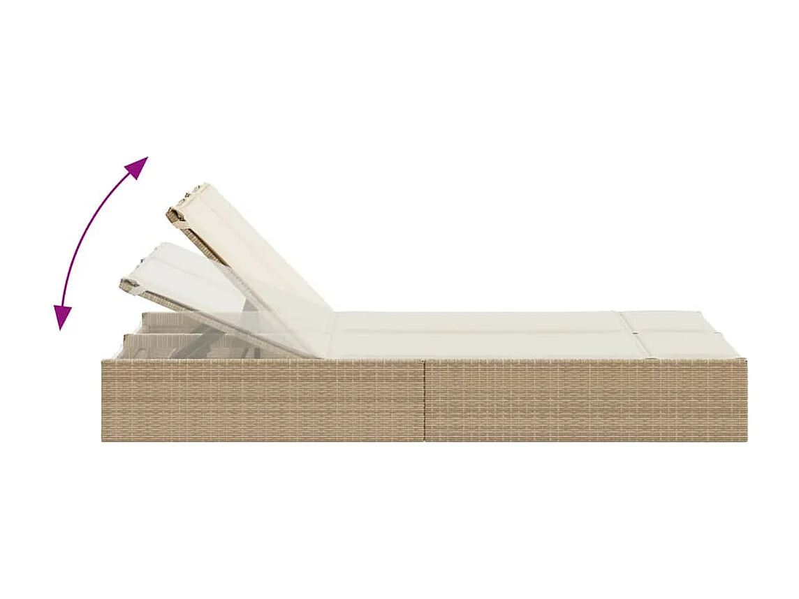 Poltrona dupla com almofadas de resina tecida bege