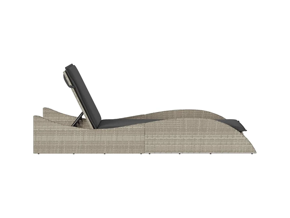 Chaise longue avec coussin gris clair 60x205x73 cm poly rotin