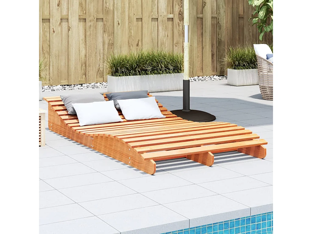 Poltrona lounge cerata marrone 205x110x31,5 cm in legno di pino massiccio