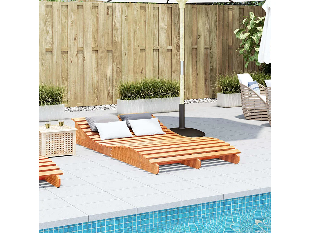 Poltrona lounge cerata marrone 205x110x31,5 cm in legno di pino massiccio