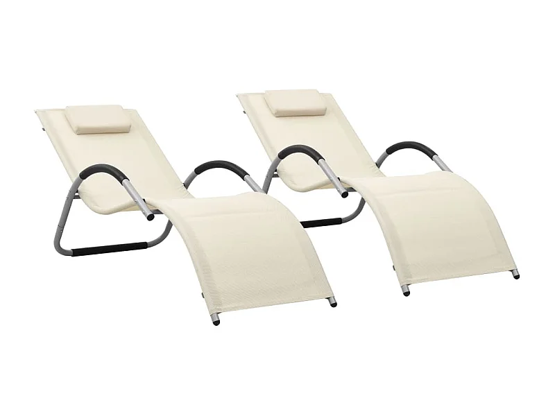 Set di 2 poltrone lounge in Textilene color crema e grigio