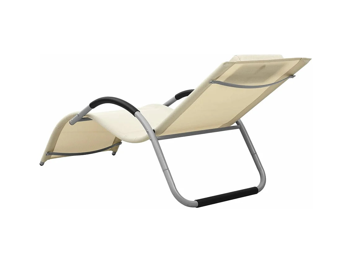 Chaises longues textilène lot de 2 crème et gris