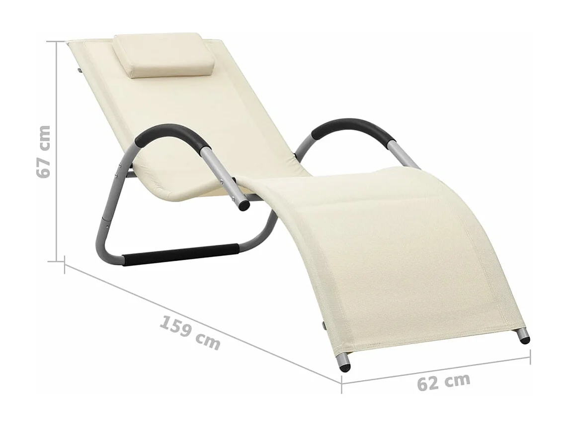 Textilene-Loungesessel im 2er-Set in Creme und Grau