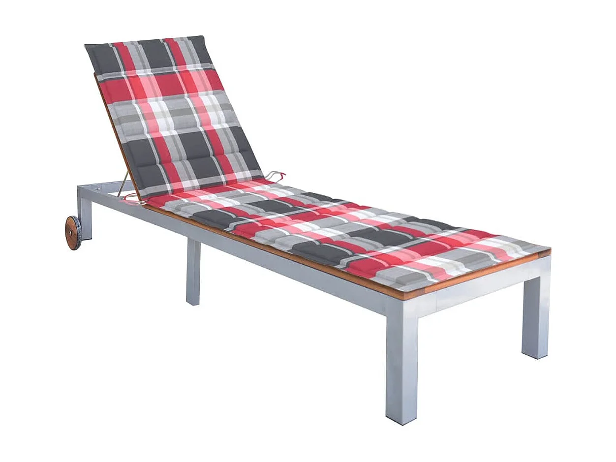 Espreguiçadeira com almofada Madeira de acácia e aço galvanizado