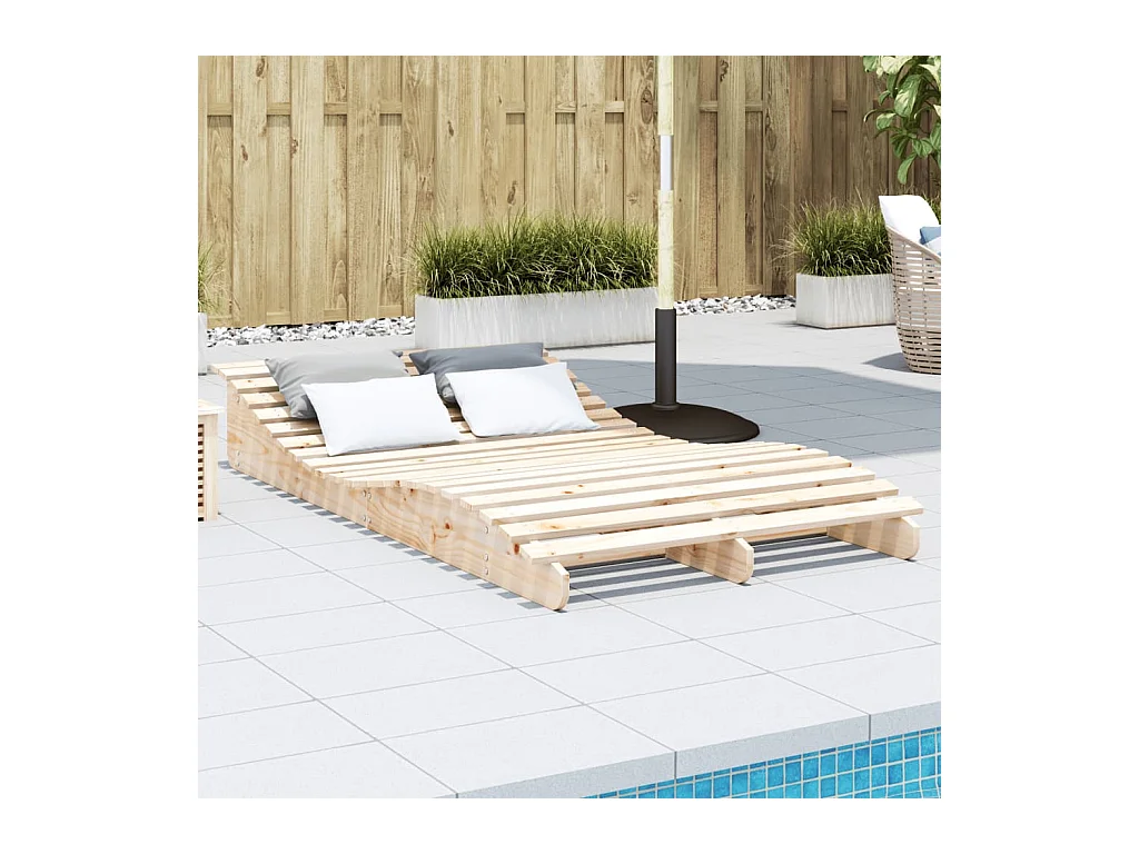 Chaise longue 205x110x31,5 cm bois massif de pin