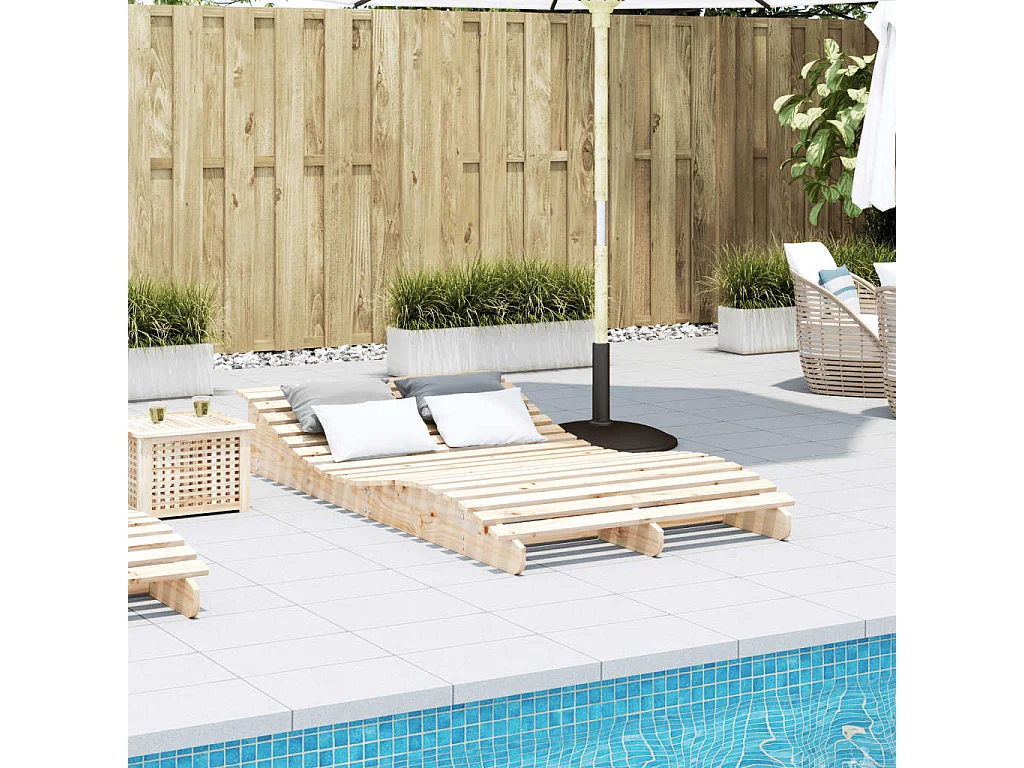 Chaise longue 205x110x31,5 cm bois massif de pin