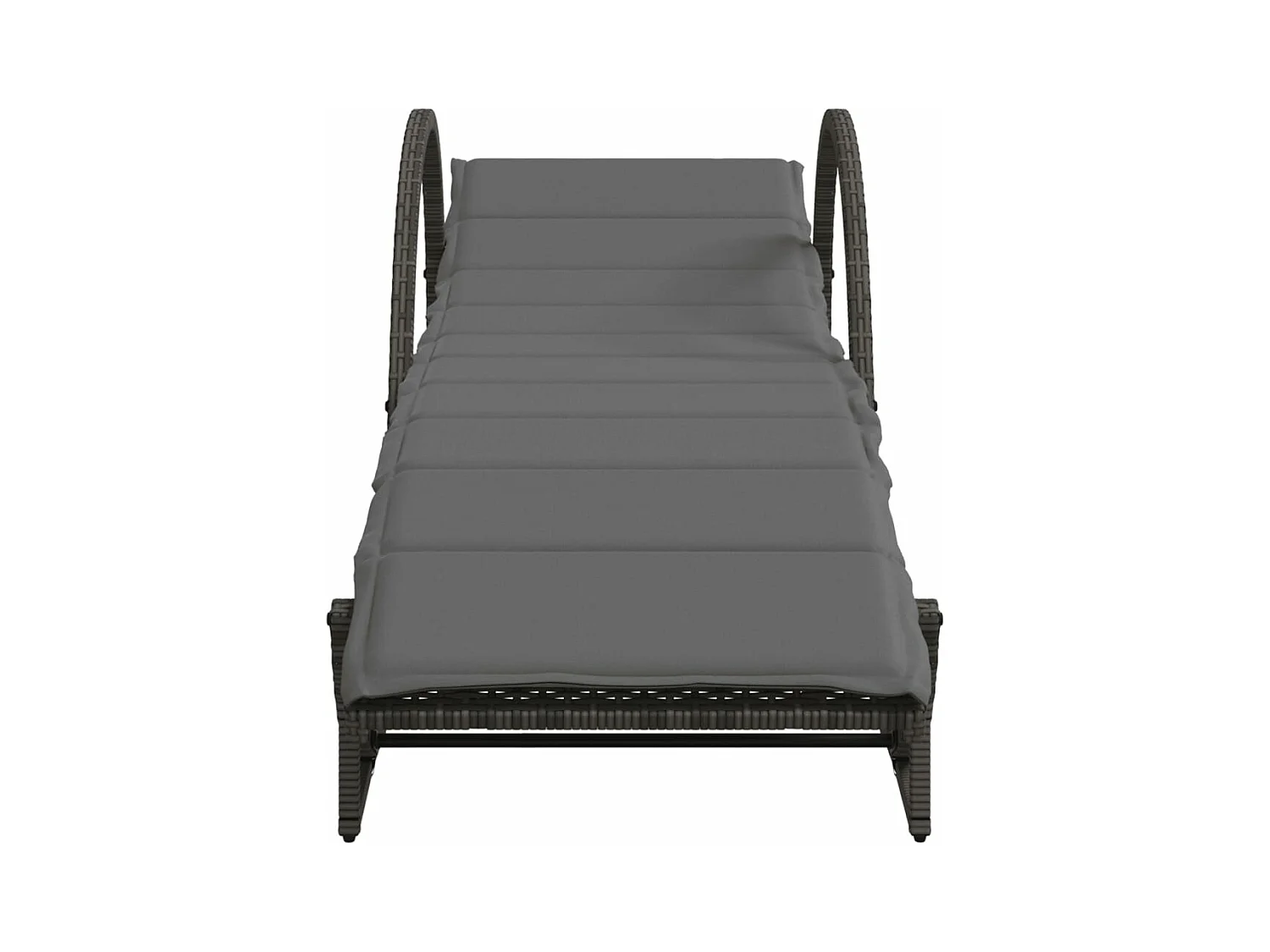 Chaise longue avec coussin gris 60x199x42 cm résine tressée