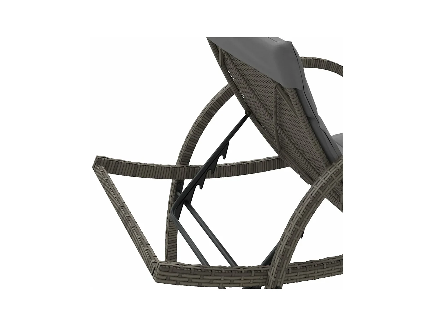 Chaise longue avec coussin gris 60x199x42 cm résine tressée