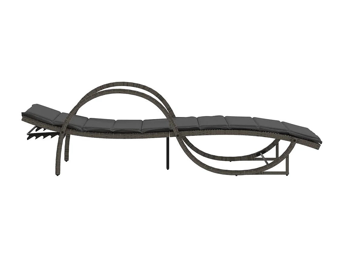 Chaise longue avec coussin gris 60x199x42 cm résine tressée