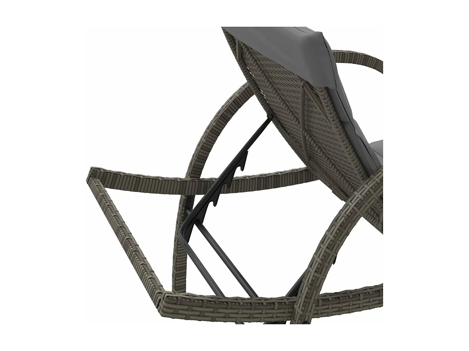 Chaise longue avec coussin gris 60x199x42 cm résine tressée