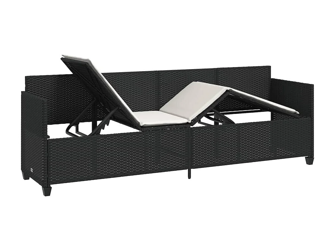 Chaise longue avec coussins noir résine tressée