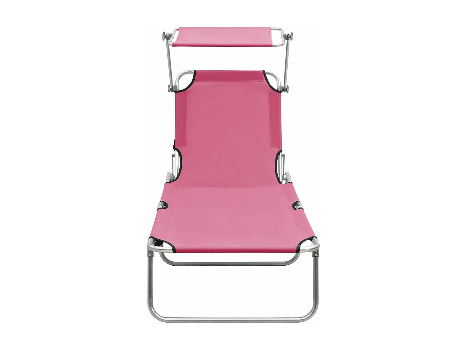 Sillón plegable con dosel de aluminio rosa.