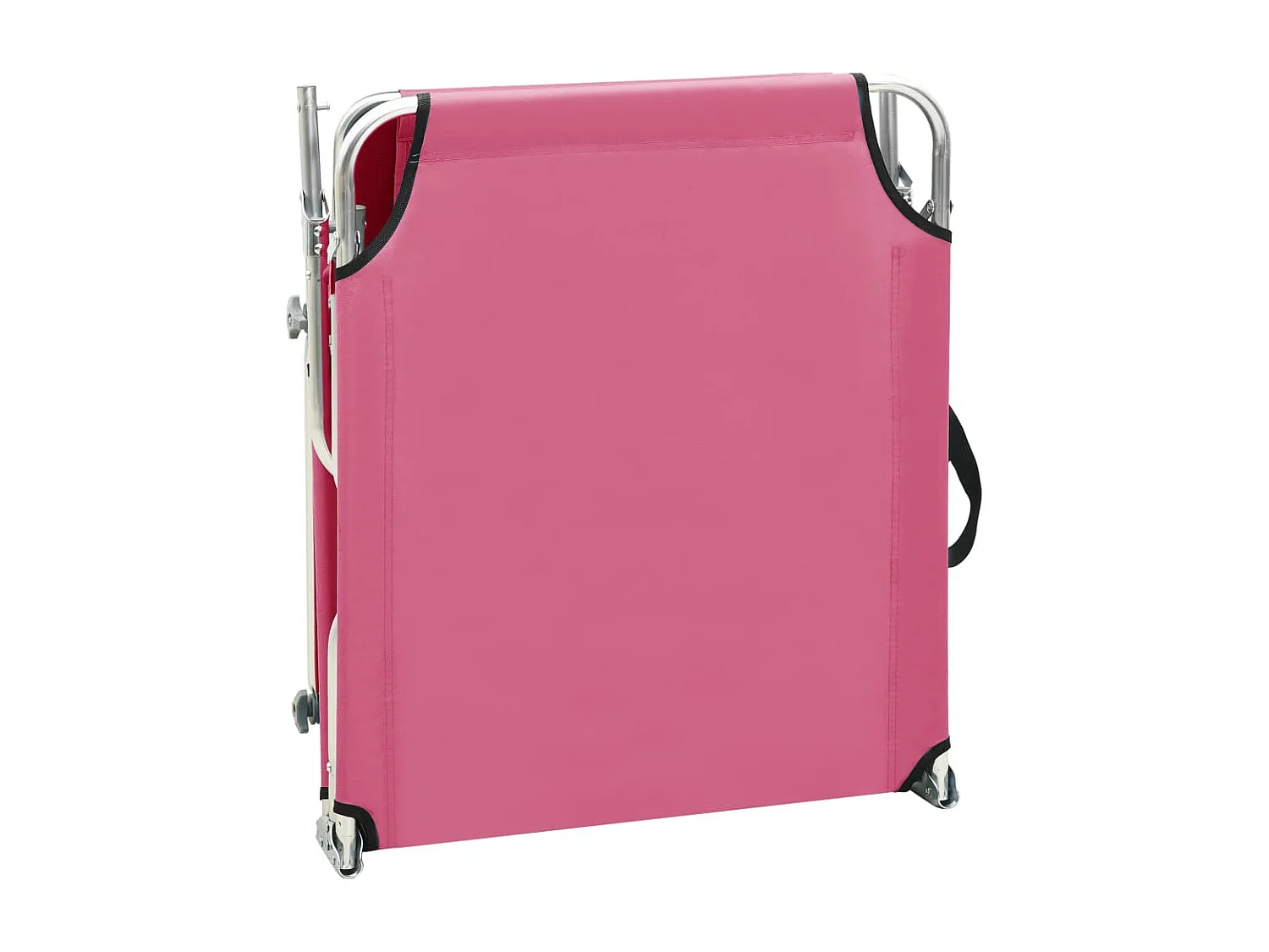 Sillón plegable con dosel de aluminio rosa.