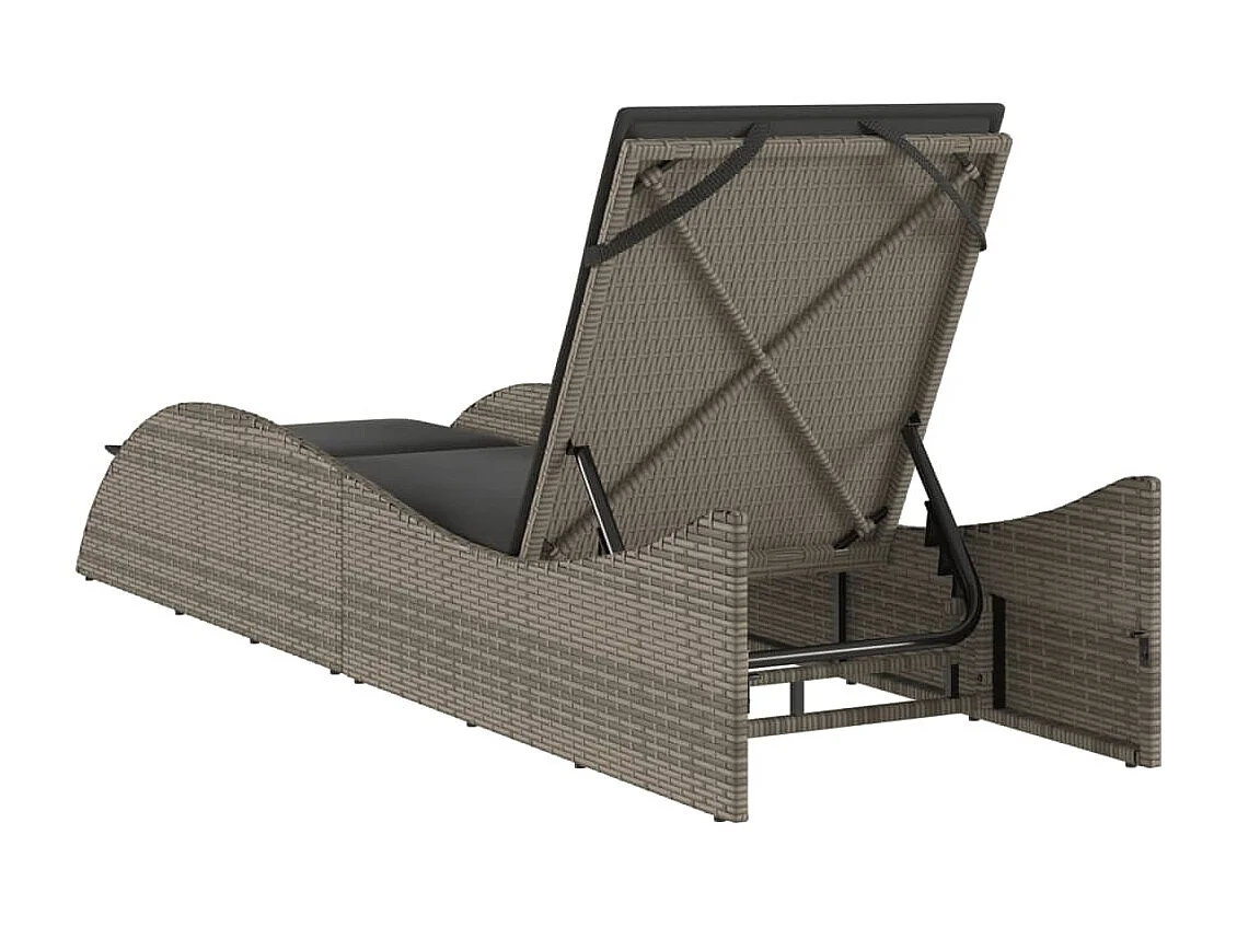 Espreguiçadeira com almofada cinza 60x205x73 cm resina tecida