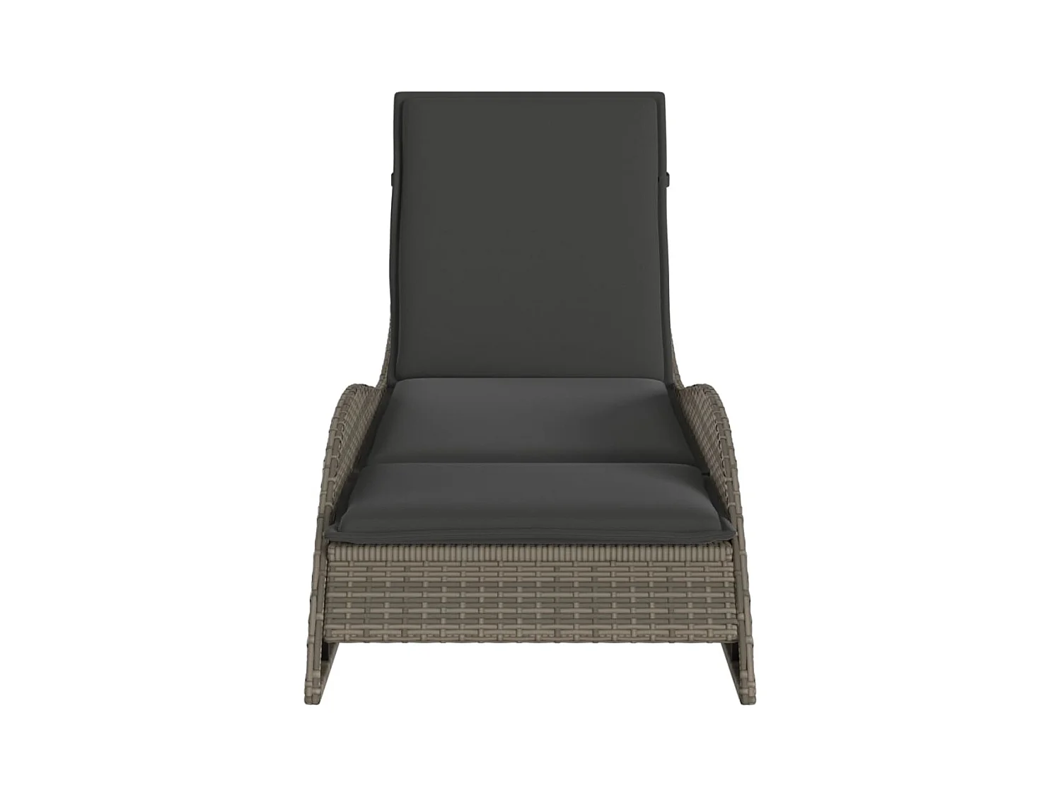 Chaise longue avec coussin gris 60x205x73 cm résine tressée
