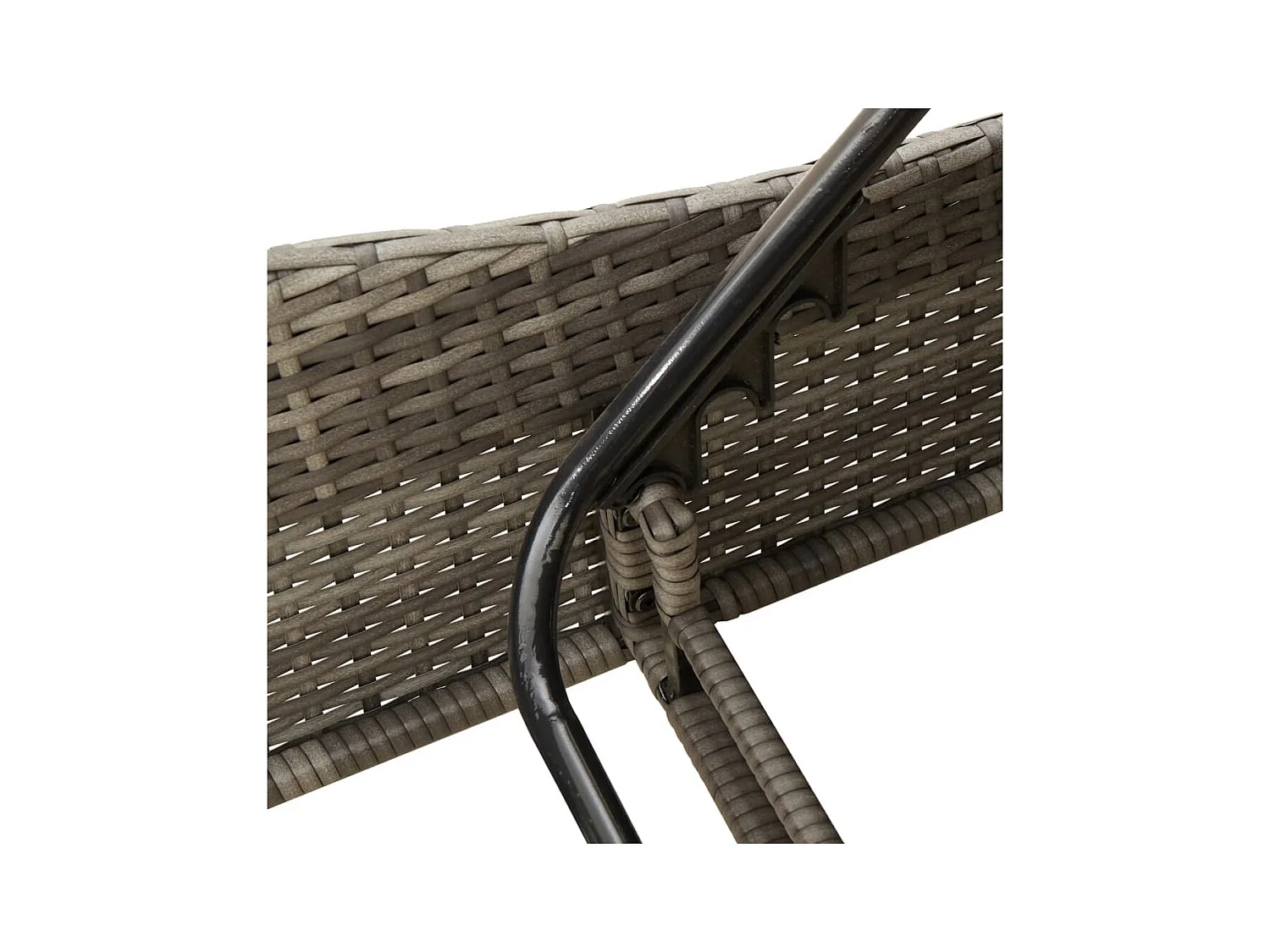 Chaise longue avec coussin gris 60x205x73 cm résine tressée