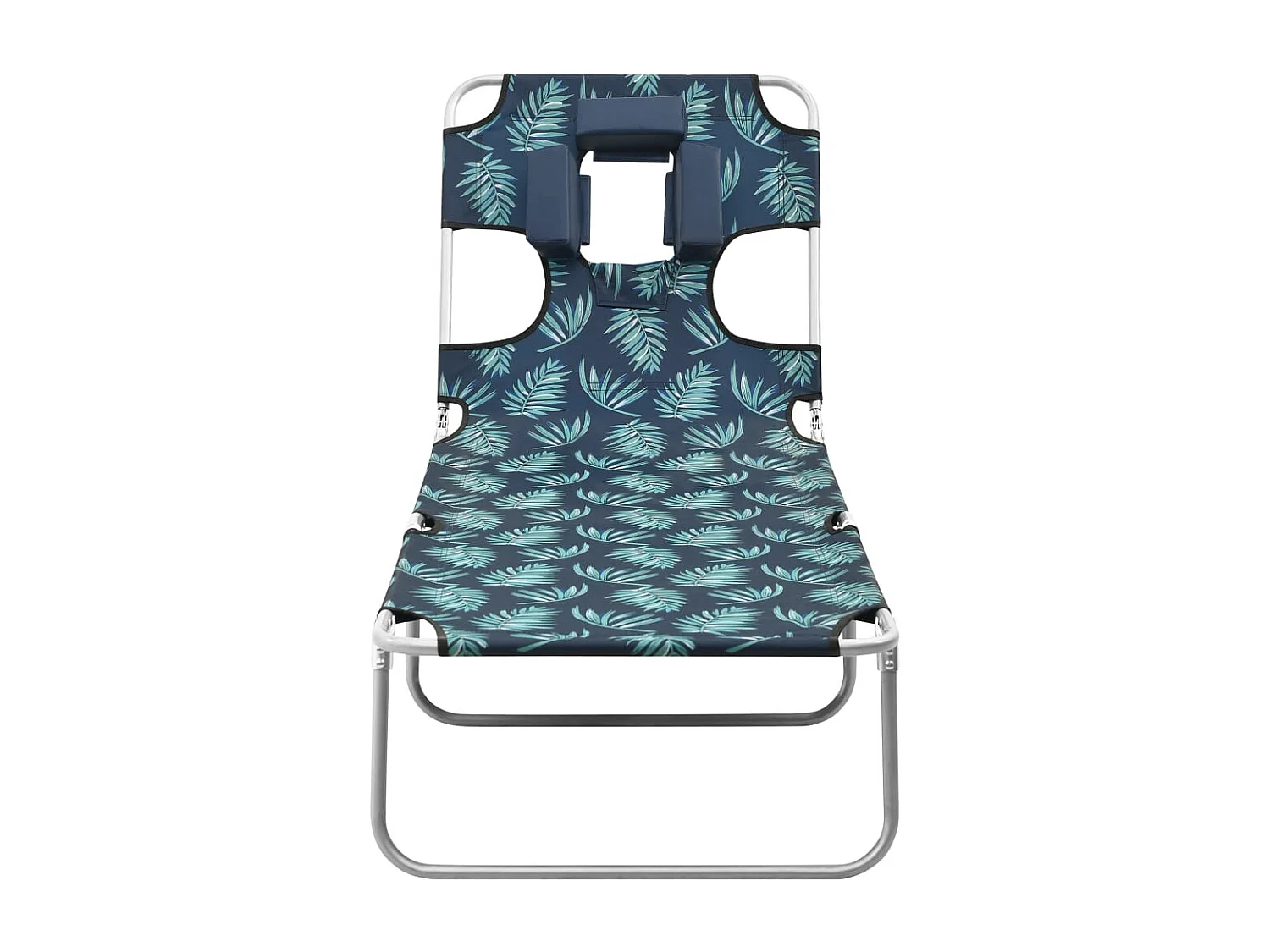 Chaise longue pliable coussin de tête Acier Motif de feuilles