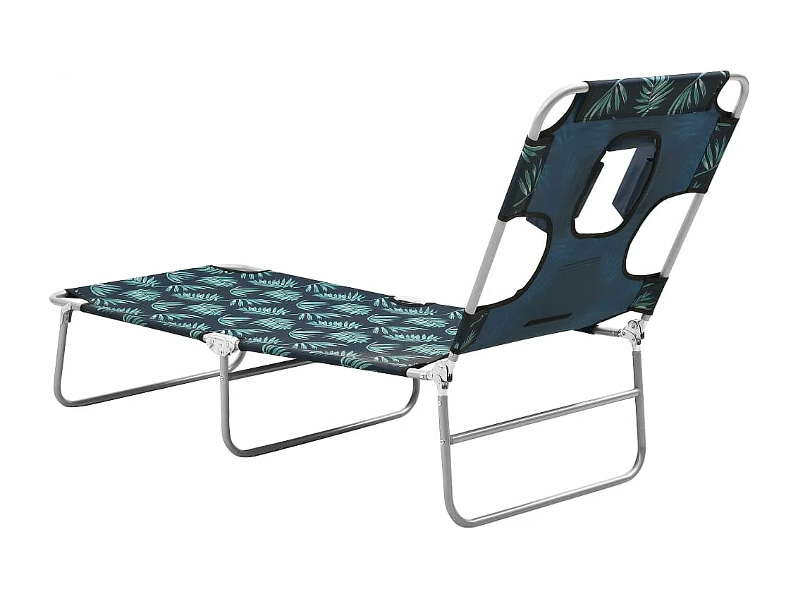 Chaise longue pliable coussin de tête Acier Motif de feuilles