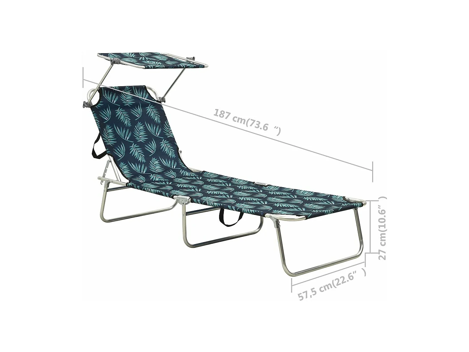 Espreguiçadeira dobrável com dossel em padrão de folha de alumínio