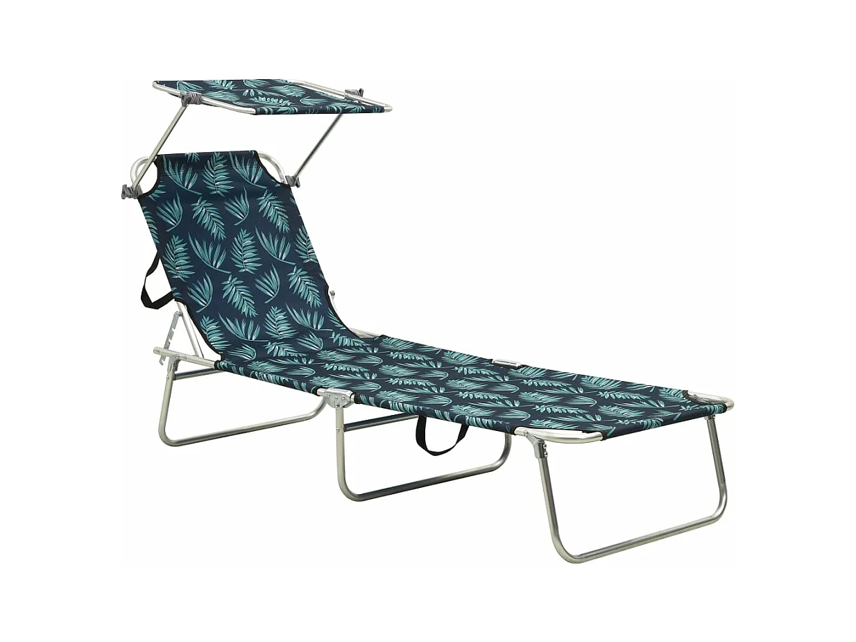 Klappbarer Loungesessel mit Baldachin aus Aluminium mit Blattmuster