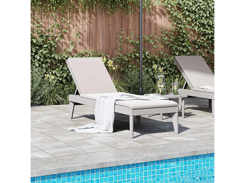 Chaise longue gris 186x60x29 cm PP