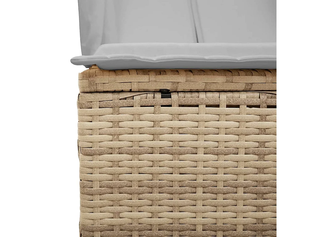 Chaise longue double avec toit et rideaux beige résine tressée