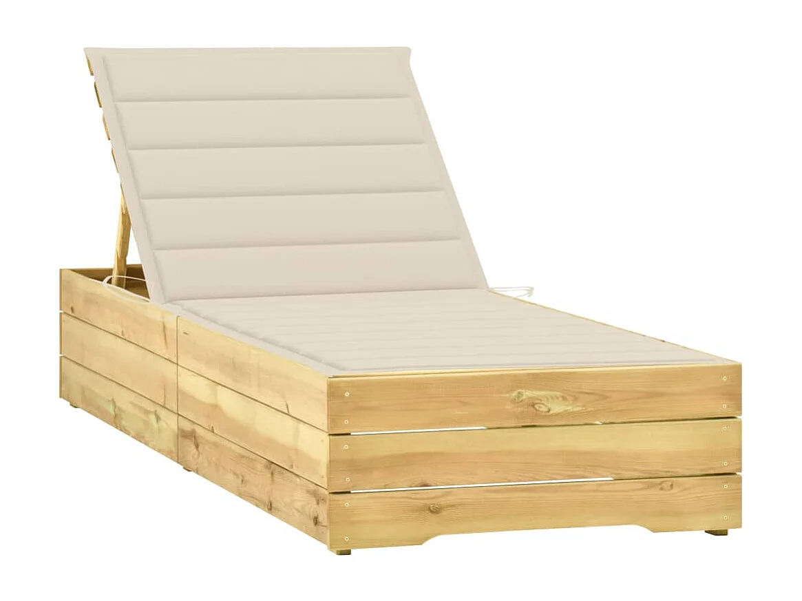 Loungestoel met crème kussen Geïmpregneerd grenenhout