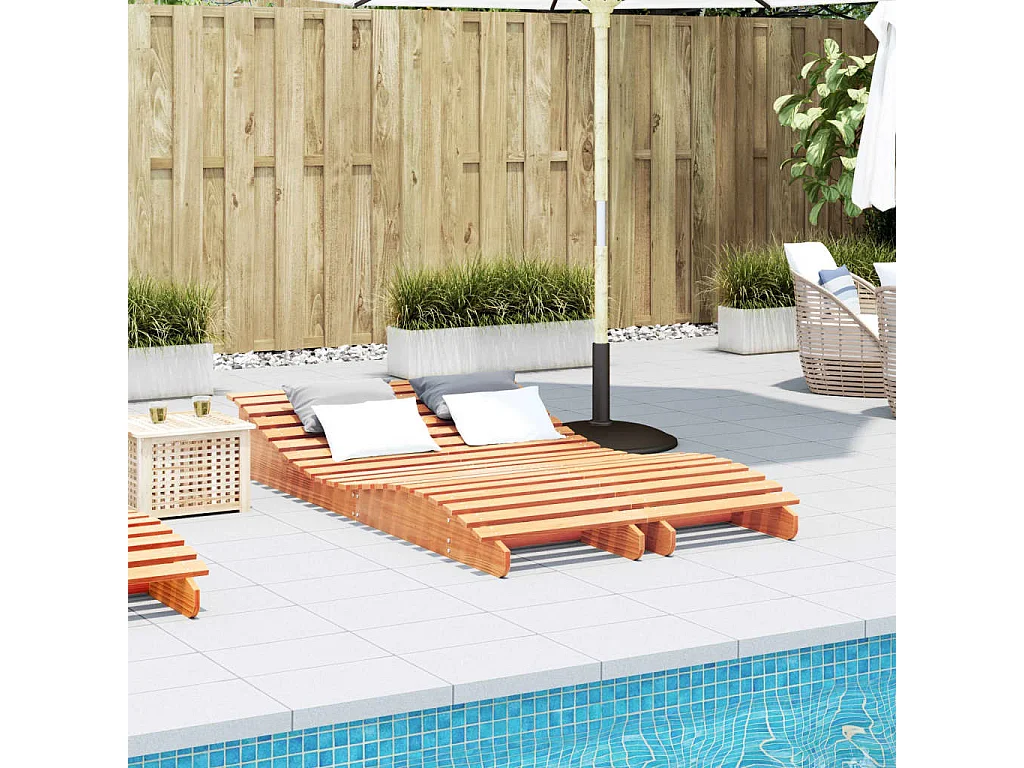 Chaises longues lot de 2 cire marron bois massif de pin