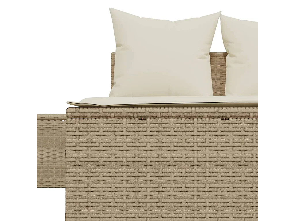 Chaise longue double avec coussins beige résine tressée