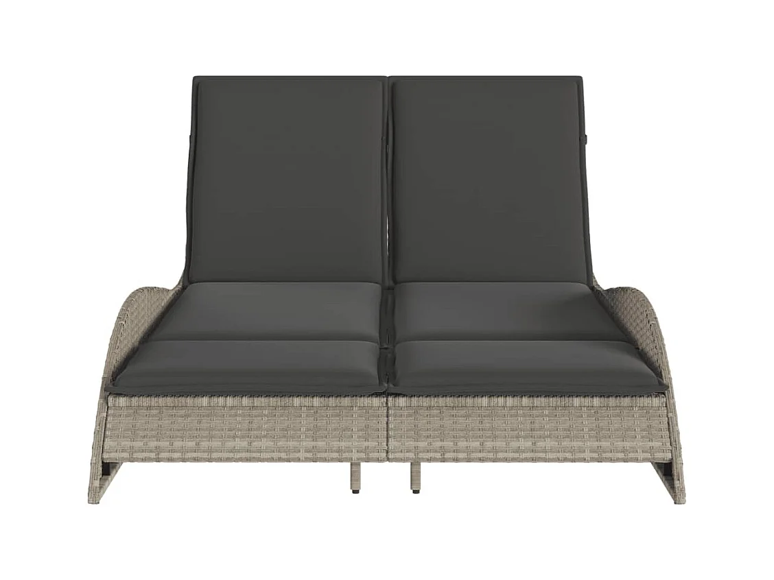 Chaise longue avec coussins gris clair 114x205x73 cm poly rotin