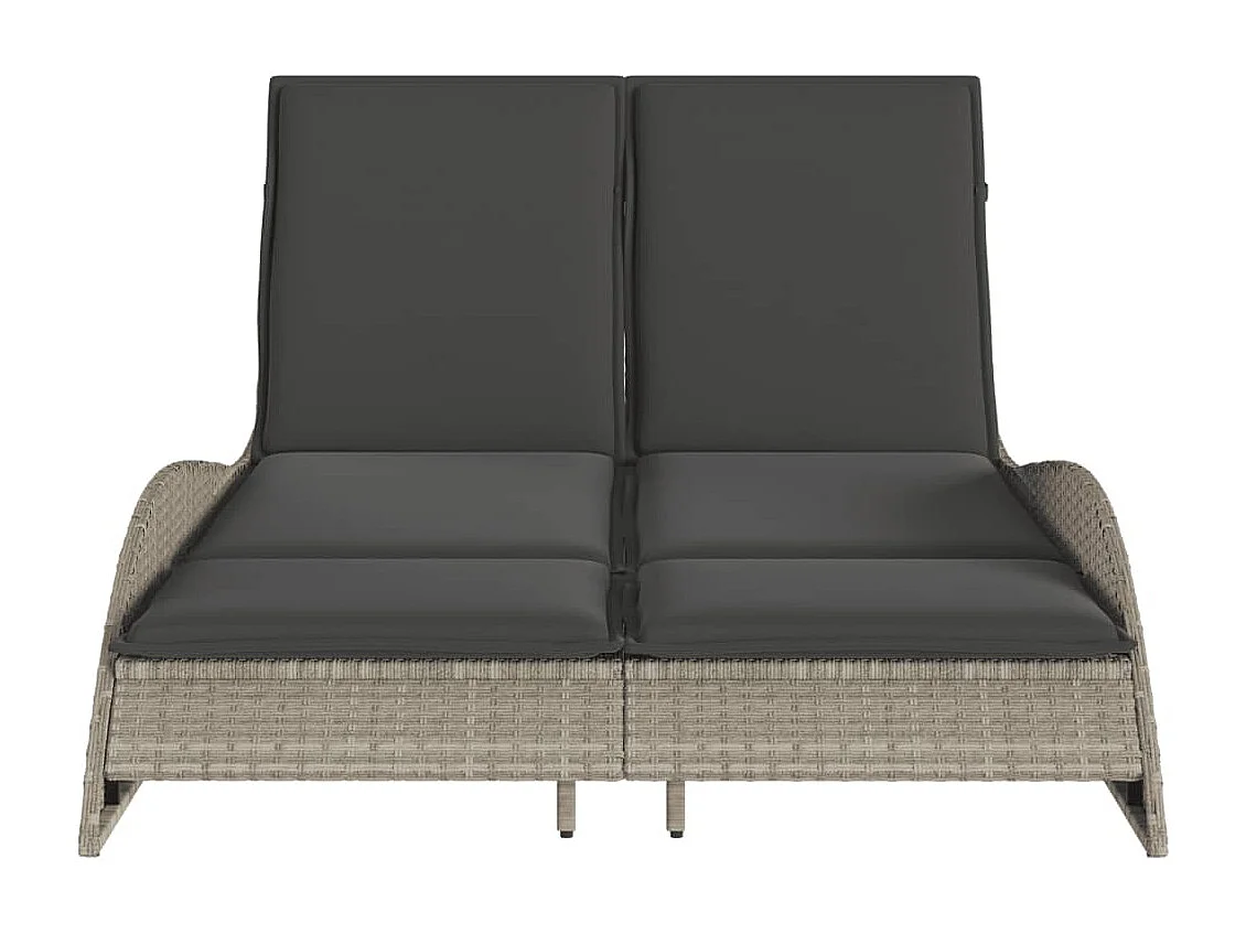 Chaise longue avec coussins gris clair 114x205x73 cm poly rotin