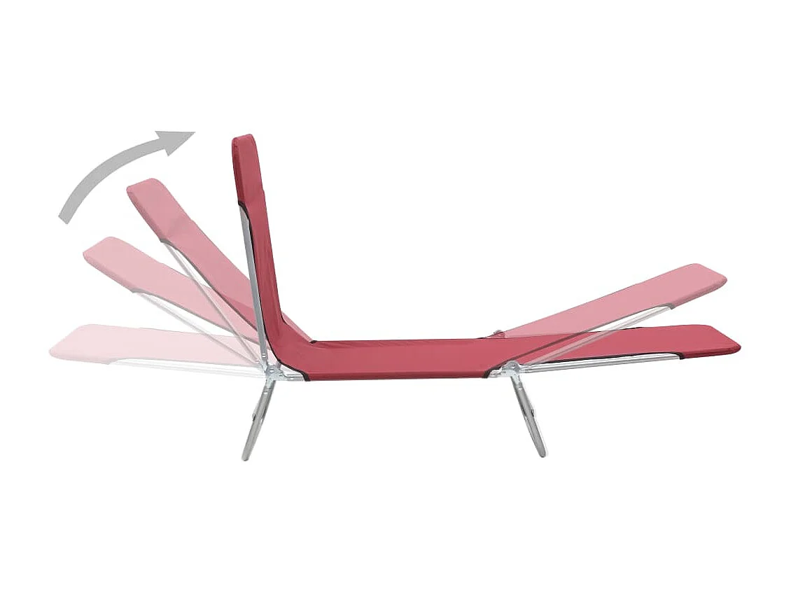 Set 2 sedie a sdraio pieghevoli Acciaio e tessuto Rosso