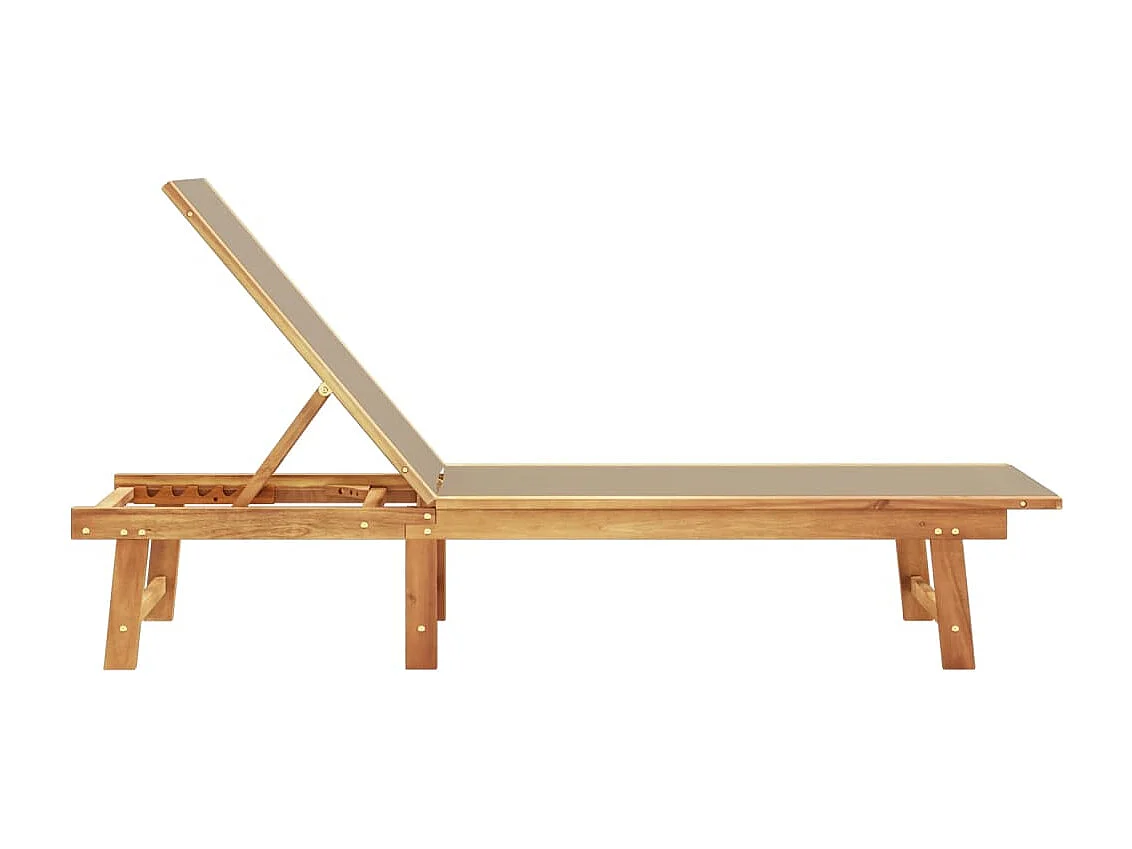 Sillón color topo de madera maciza de acacia y textileno