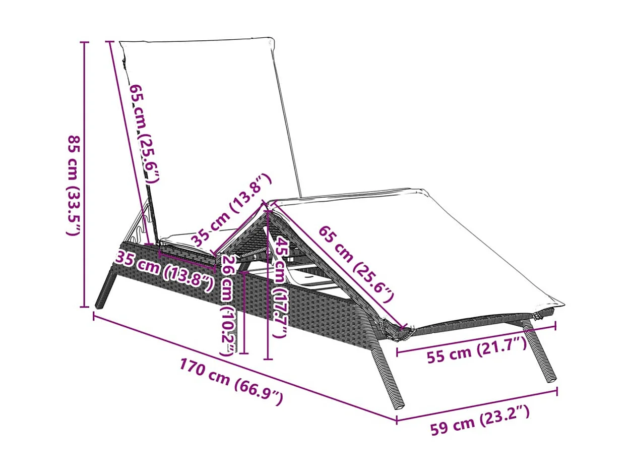 Poltrona lounge con cuscino in resina intrecciata grigio chiaro