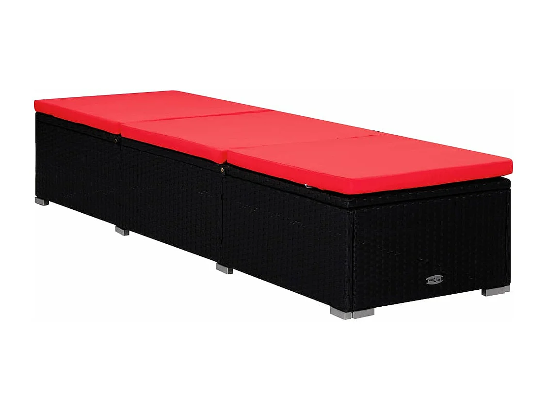 Sedie a sdraio da giardino tavolino da tè 3 pz. Resina intrecciata Nero