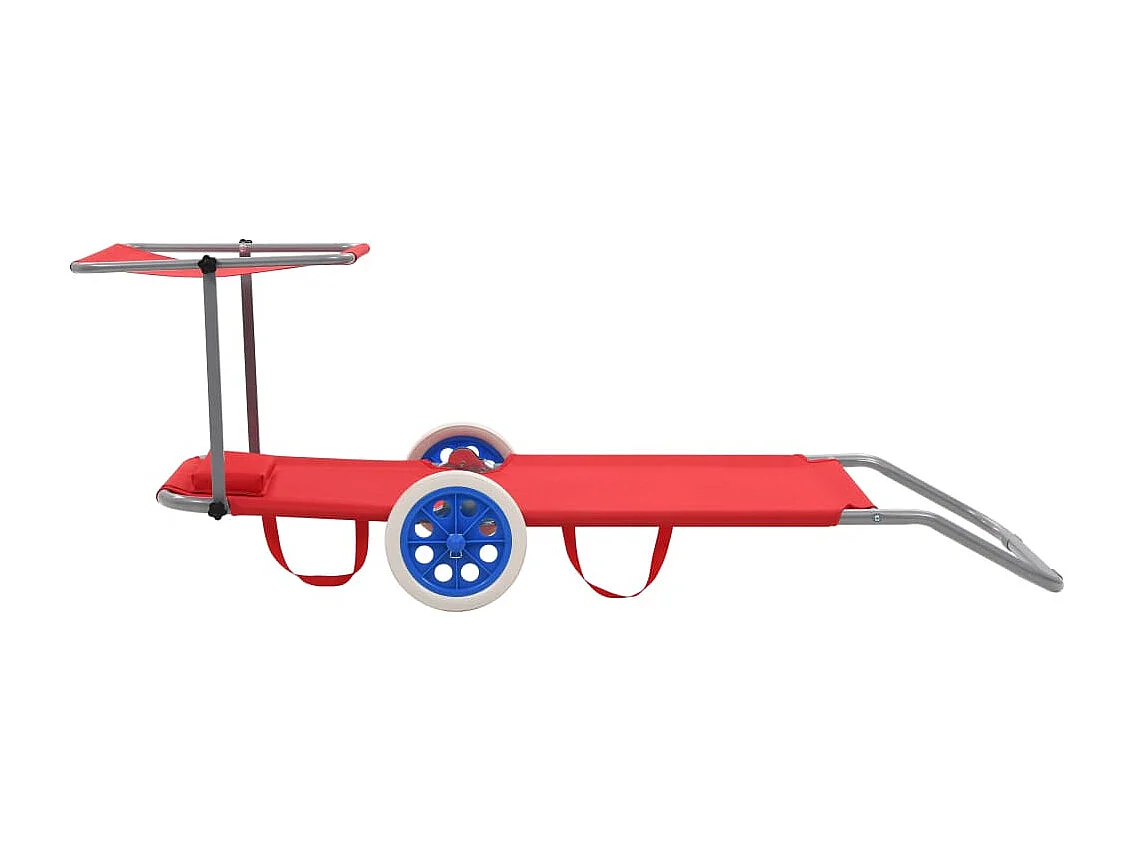 Espreguiçadeira dobrável com dossel e rodas Steel Red
