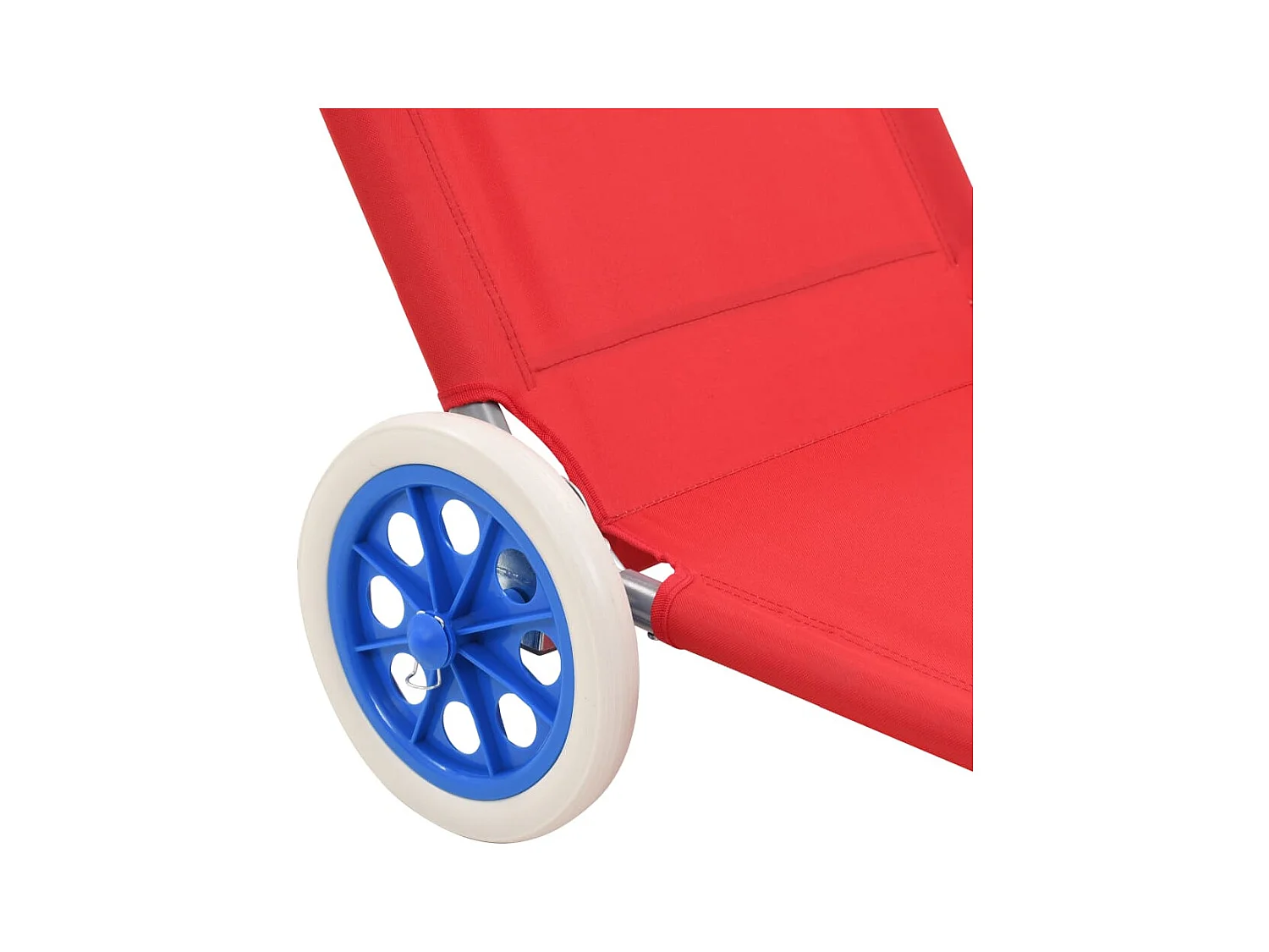 Chaise longue pliable avec auvent et roues Acier Rouge