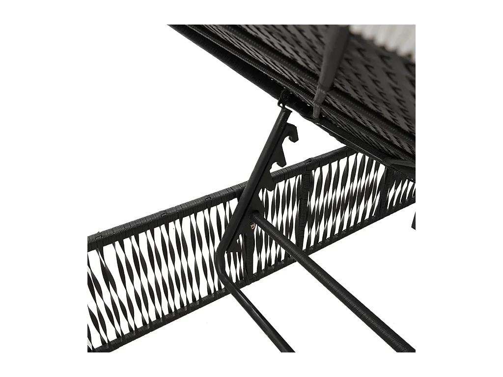 Set di 2 sedie a sdraio con tavolo in resina intrecciata nera