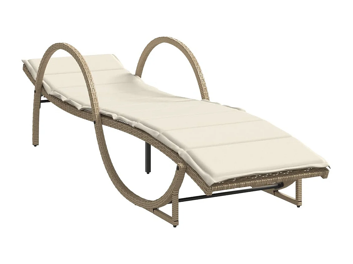 Conjunto de 2 cadeiras de praia com almofadas de resina tecida bege