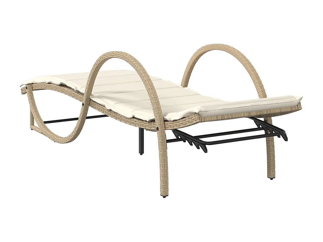 Conjunto de 2 cadeiras de praia com almofadas de resina tecida bege