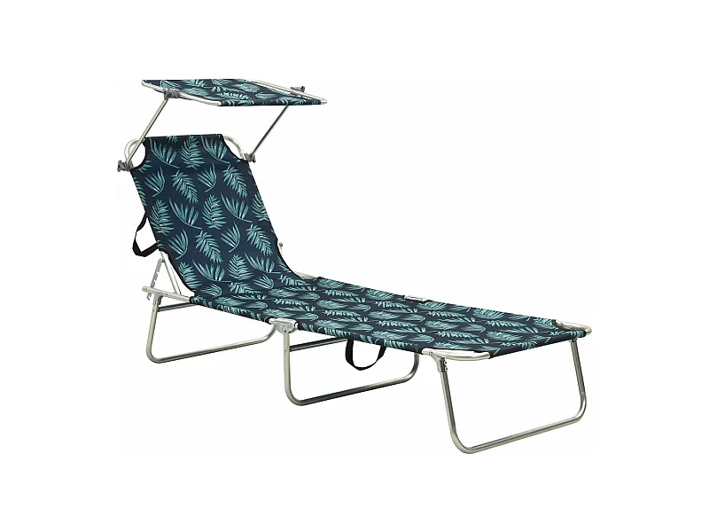 Sillón plegable con dosel de acero con estampado de hojas