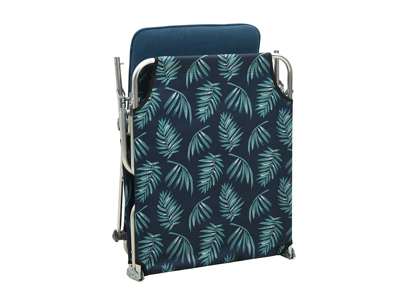 Chaise longue pliable avec auvent acier motif de feuilles